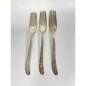 Vintage Old Company Plate IS Stamped Set of 3 Silverplate Flatware 7.5” Tarnish